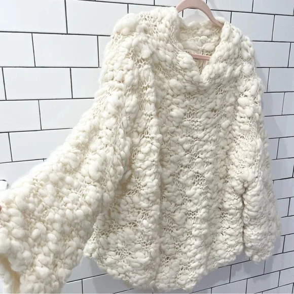 Rare For Love and Lemons 🍋 Off White Knitz Knit Oversized Sweater Size Small - Picture 4 of 10